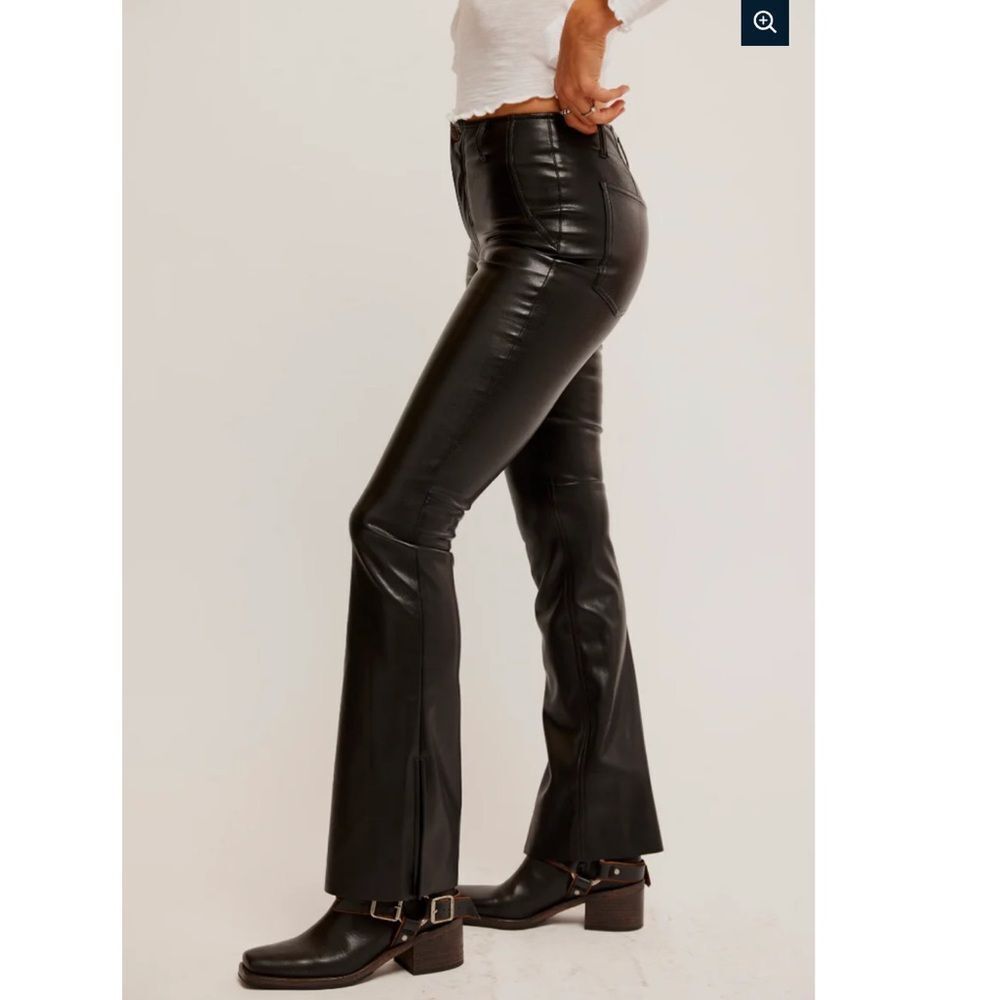 Free People Black Faux Leather Flare Pants